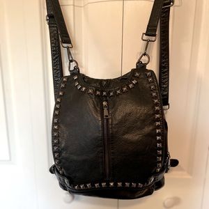Black Studded Backpack Purse